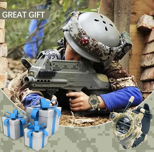 Miniatura 5 de Walkie Talkie para niños, reloj espía recargable Walkie Talkies, juguetes del ejército, regalos para niños, radio bidireccional Walky Talky Relojes