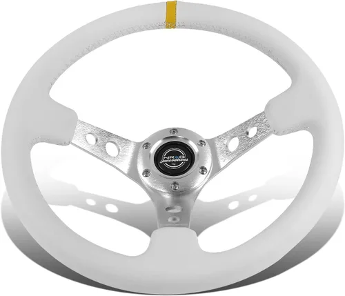 Miniatura 3 de NRG Innovations NRG-RST-006RR-BS – Volante reforzado - Volante deportivo de 350 mm (3 pulgadas de profundidad) - Radios negros con agujeros cuero