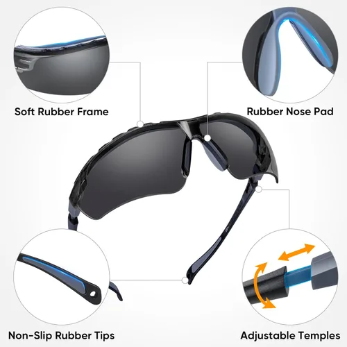 Miniatura 6 de TICONN Gafas de seguridad antivaho para hombres y mujeres, gafas protectoras ANSI Z87.1 a prueba de rayones con brazos ajustables y protección UV
