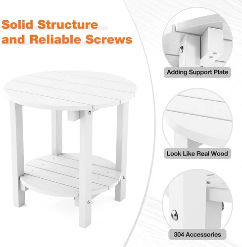 Miniatura 4 de YEFU Adirondack - Mesa auxiliar doble para exteriores, de 18 pulgadas, mesa auxiliar de madera de polietileno, resistente a la intemperie para Negro