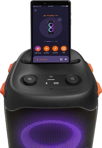 Miniatura 5 de JBL PartyBox 110 - Altavoz portátil para fiestas con luces integradas, sonido potente y graves profundos, color negro