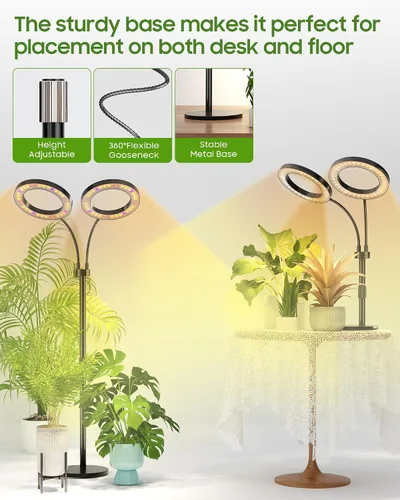 Miniatura 6 de Luces de cultivo para plantas de interior de espectro completo, luz LED para plantas con base de metal, lámparas de cultivo de plantas