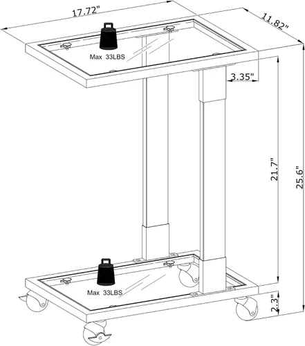 Miniatura 2 de Mesa auxiliar móvil de vidrio transparente con marco acrílico, moderna mesa auxiliar de sofá en forma de C con ruedas, mesa de aperitivos