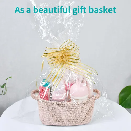 Miniatura 6 de Abenkie - Cesta de almacenamiento pequeña, bonita canasta de algodón tejida con cuerda de algodón para perro y gato, para guardería, sala de estar