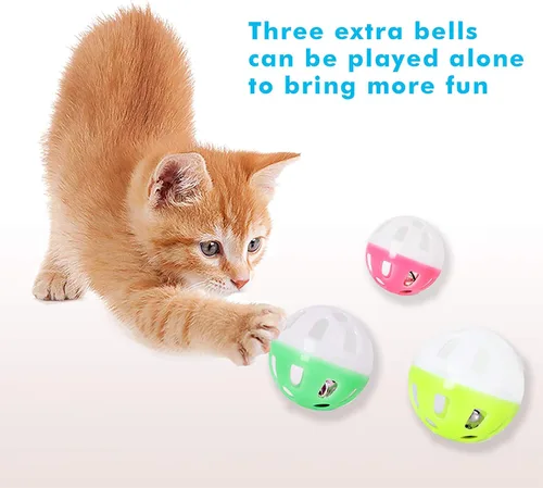 Miniatura 5 de UPSKY Juguete Rodillo para Gatos Tornamesa de 3 Niveles Juguete para Gatos con Pelotas con Seis Pelotas Coloridas Juguetes Interactivos para Gatitos