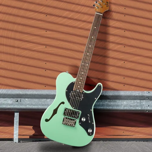 Miniatura 6 de EART E-TT72 Guitarra eléctrica de cuerpo semihueco de 6 cuerdas, capacidad de juego versátil, potentes pastillas Humbucker guitarras de puente fijo