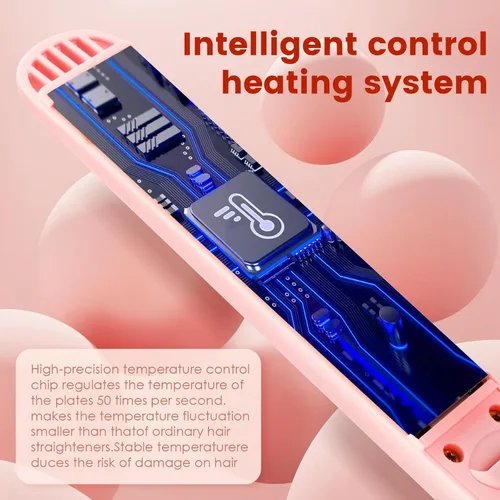Miniatura 4 de Bo'laiya Plancha y rizador de pelo 2 en 1, con tecnología ultra suave con revestimiento de cerámica, calentamiento ultrarrápido, memoria TEM