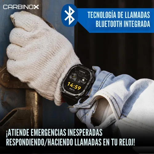 Miniatura 4 de Pulsera inteligente Carbinox Vortex con banda de metal, cargador, vidrio templado (paquete de 2), correas resistentes, rastreador de fitness