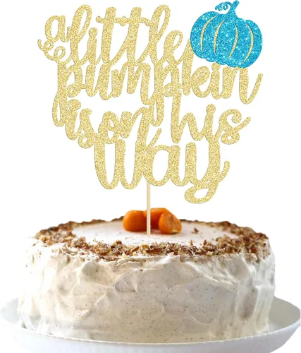 Miniatura 26 de Gyufise Decoración de pastel de calabaza – Decoración azul para pastel de baby shower para cumpleaños, Halloween, suministros de fiesta de Acción