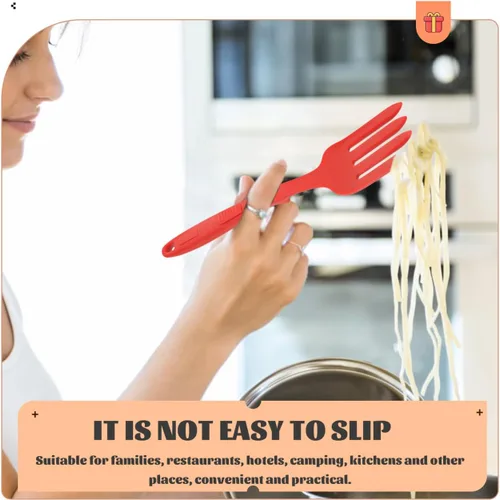 Miniatura 5 de Healeved Tenedor de cocina de silicona ergonómico reutilizable para pasta, tenedor lavable de cocina grande para ensaladas y fideos y diseño