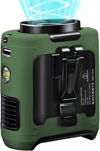 Miniatura 13 de CAZOKASI Ventilador personal con clip para la cintura, recargable, portátil, manos libres, para viajar, trabajar, al aire libre, oficina