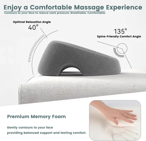 Miniatura 4 de Almohada boca abajo para dormir propenso, almohada de masaje de espuma viscoelástica para cama, soporte transpirable de diseño abierto para personas