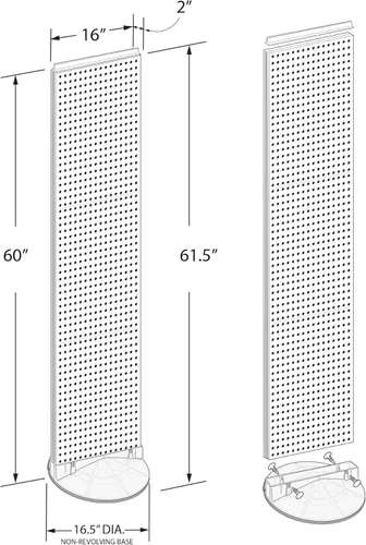 Miniatura 2 de Azar Displays 700440-WHT, EXPOSITOR DE PISO DE PEGBOARD DE DOS CARAS BASE DE ESTUDIO REVOLVANTE REDONDO TAMAÑO DEL PANEL: 16" W X 60" H, Blanco