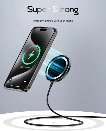 Miniatura 2 de Cargador inalámbrico magnético para iPhone 17/17 Pro/17 Pro Max/Air/16/15/14/13/12, almohadilla de carga segura para AirPods Pro 3 2 (negro)