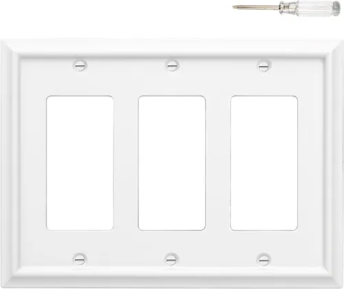 Miniatura 7 de Cubiertas para Tomacorrientes Dúplex de Pared, Cubierta Clásica para Interruptor de Luz Blanco – Placa de Cubierta de Tomacorriente Eléctrico