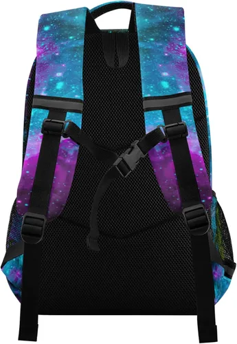 Miniatura 2 de Mochila para laptop con diseño de dinosaurio, color rosa y azul, con diseño de galaxia, bolsa de viaje, casual, con correa para el pecho, para niños