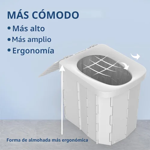 Miniatura 3 de Hapoon Inodoro Plegable Portátil XL para Acampar con Tapa - Orinal Portátil de Viaje para Adultos, Gris