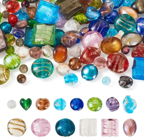 Miniatura 23 de Craftdady - Cuentas de vidrio soplado 2-2 colores mezclados