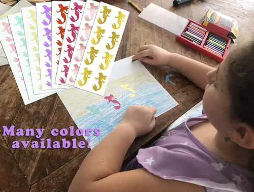 Miniatura 4 de Royal Green Calcomanías de decoración de sirena para niños, artes y manualidades en morado pastel, paquete de 40 Púrpura pastel