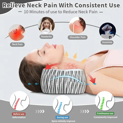 Miniatura 4 de Almohada de apoyo para el cuello, almohada cervical de espuma viscoelástica, dispositivo de tracción cervical, almohada cervical para dormir