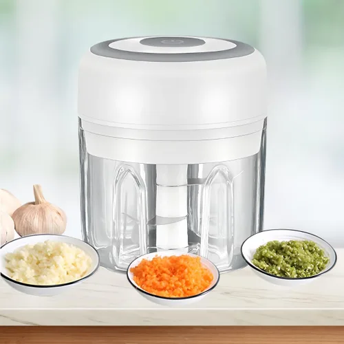 Miniatura 2 de Mini procesador eléctrico de alimentos y picadora de ajo, 8.5 fl oz recargable por USB, picadora inalámbrica de un solo toque con 3 cuchillas de 8.5
