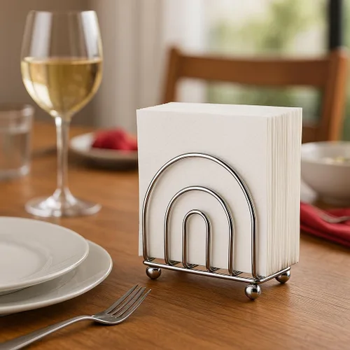 Miniatura 2 de Servilletas de papel dispensador de pañuelos para encimeras de cocina, mesa de comedor, mesa de picnic, uso interior y exterior, acabado cromado