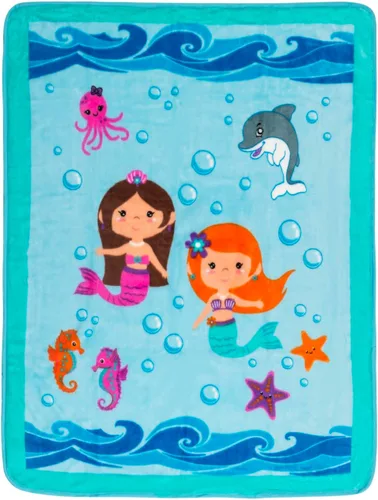 EVERYDAY KIDS Manta para Niños Pequeños - 30" por 40" - Aventura Submarina de Sirenas - Súper Suave, Afelpada, Cálida y Cómoda Sirenas Aventura