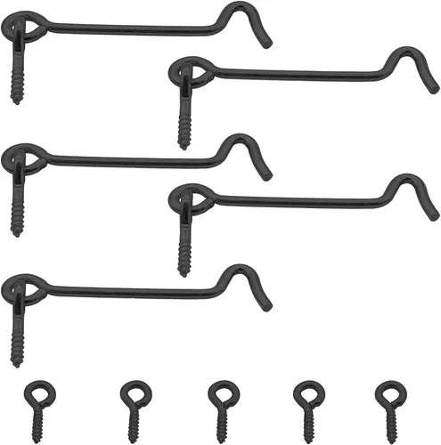 Miniatura 8 de Waziaqoc Pestillo de gancho y ojal de 1.5 pulgadas (5 unidades), cerradura de puerta de granero de hierro resistente, cerradura de privacidad