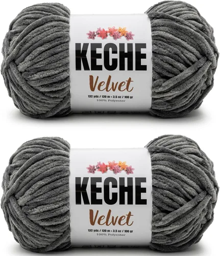Miniatura 101 de Keche Hilo de terciopelo para ganchillo, manta de felpilla suave, voluminosa, hilo amigurumi, 3.53 oz (132 yardas), color azul bebé
