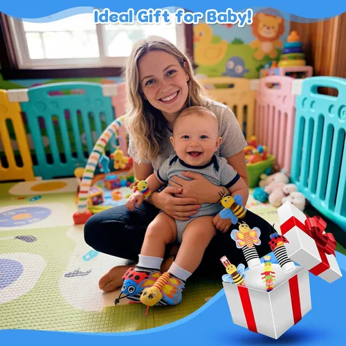 Miniatura 7 de Juguetes para bebés de 0 a 6 meses - Sonajeros de muñeca y calcetines con sonajero para pies y localizador de pies para bebés recién nacidos, niños