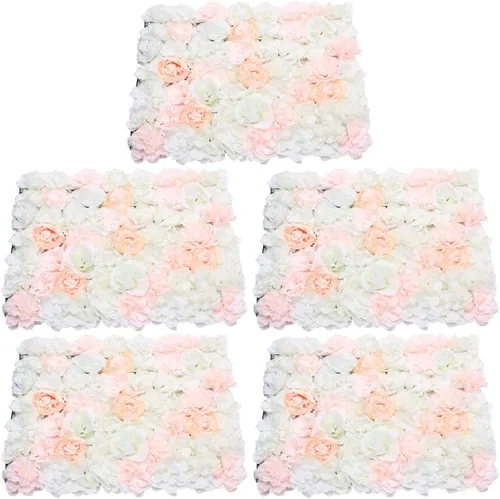 Miniatura 12 de TFCFL Paneles de pared de flores, 10 piezas de 16 x 24 pulgadas, telón de fondo artificial de rosa rosa, panel de pared floral rectangular