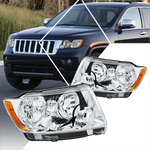 Miniatura 9 de PM PERFORMOTOR Conjunto de 2 faros halógenos compatibles con Jeep Grand Cherokee 11-13, carcasa negra, esquina ámbar