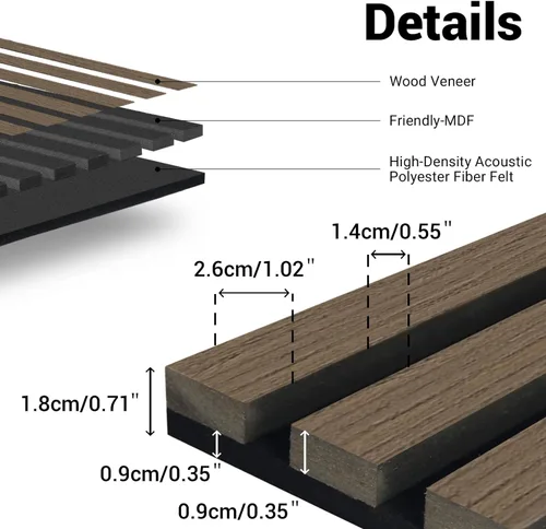 Miniatura 2 de AKK-Star - Paneles de pared de listones de madera acústica plegados, 1 paquete de 94.4 x 23.6 x 0.7 pulgadas, se pliega a 2 paneles de pared 3D