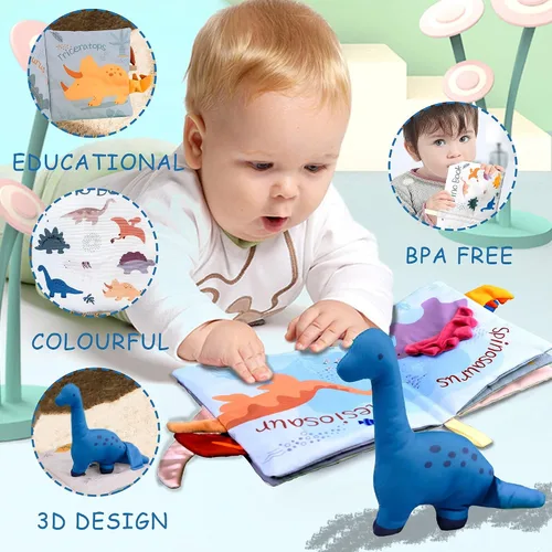 Miniatura 2 de Richgv Libros interactivos para bebés, paquete de 2 libros arrugados para tocar y sentir, juguetes para recién nacidos para niños, de 6 a 12 meses
