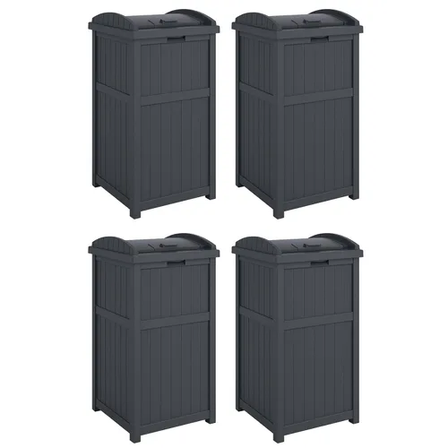 Suncast Paquete de 4 contenedores de basura para exteriores con tapa con pestillo, capacidad de 33 galones Ciberespacio