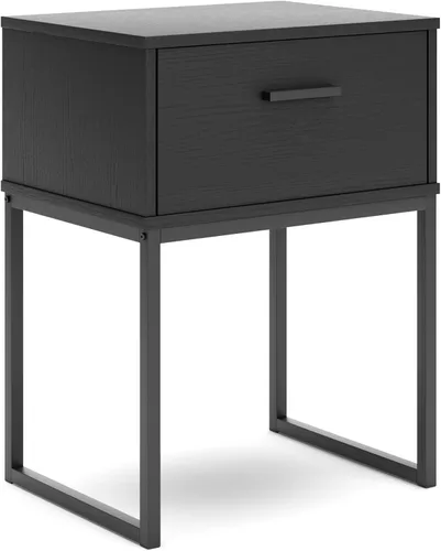 Signature Design by Ashley Socalle - Mesita de noche moderna con 1 cajón con patas de metal, 26.02 pulgadas de alto, color negro