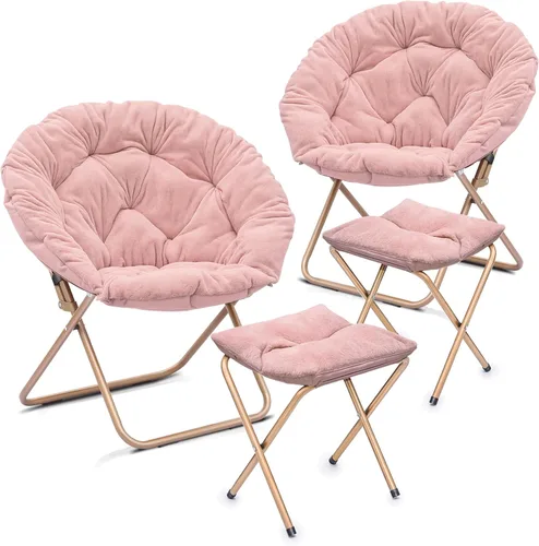 Miniatura 58 de Cómoda silla con platillo, silla de sala de estar, silla plegable acolchada suave de piel sintética, cómoda silla cuadrada de luna para sala