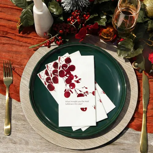 Miniatura 5 de COTIER - Paquete de 20 servilletas de inicio de conversación de Navidad, servilletas de papel de 3 capas de alta calidad con diseño de lámina