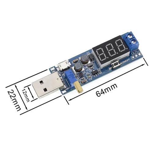 Miniatura 4 de 2 unids USB Buck Boost Convertidor ajustable Step Up Step Up Módulo de fuente de alimentación Regulador de voltaje DC-DC 5V a 3.3V 9V 12V 18V 24V