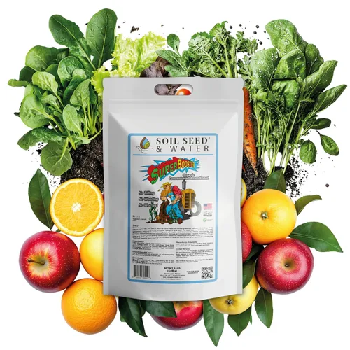 Soil Seed & Water SuperBooster Fertilizante concentrado orgánico - Enmienda del suelo para un crecimiento robusto de plantas - Potenciador del