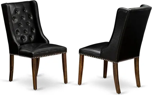 Miniatura 13 de East West Furniture FOP1T01 Forney Parson - Juego de 2 sillas de comedor con botones copetudos y ribete de cabeza de clavo, color crema, juego de 2