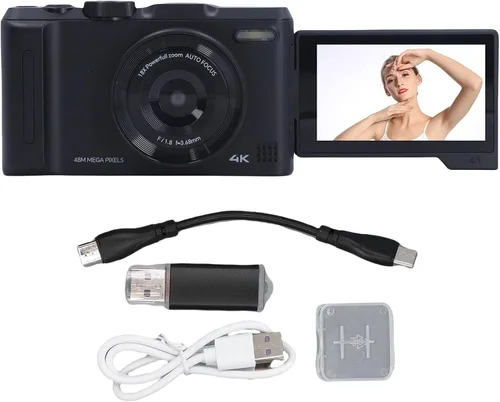 Miniatura 7 de Zopsc Cámara digital 4K de Vlog de 48 MP, enfoque automático de 48 MP, cámaras de zoom digital 18X para Vedio, pantalla abatible de 3 pulgadas