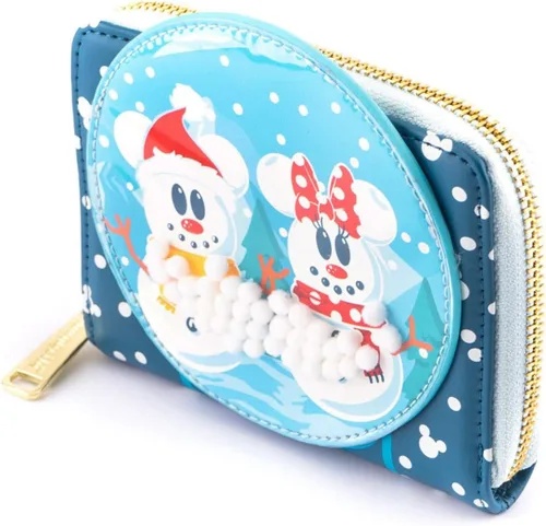 Miniatura 2 de Loungefly X Disney Mickey & Minnie Snow Globe - Cartera con cremallera alrededor, a la moda, para cosplay y Disneybound, Azul