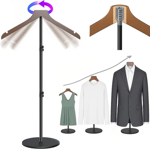 Miniatura 12 de Soporte para camisetas (negro, 44.5 pulgadas con soporte para sombreros, 1 unidad)