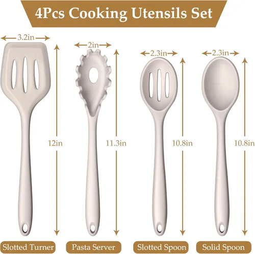 Miniatura 2 de LIANYU Juego de 4 piezas de utensilios de cocina, utensilios de cocina de silicona de grado alimenticio, herramientas de cocina de estilo granja
