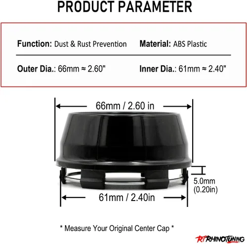 Miniatura 2 de RTrhinotuning 66mm Tapa central de rueda negra para AVID.1 Tapas centrales para llantas