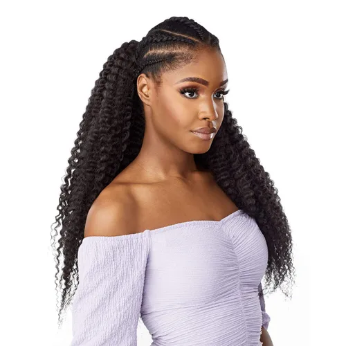 Miniatura 6 de Sensationnel Lulutress - Cabello trenzado de ganchillo – 3 rizos de goteo de 20 pulgadas totalmente plegados (1 negro azabache)