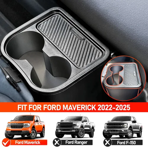 Miniatura 2 de Bote de Basura para Ford Maverick 2025 2024 2023 2022, Bote de Basura Trasero Mejorado con Portavasos Dual para Accesorios Interiores de Maverick