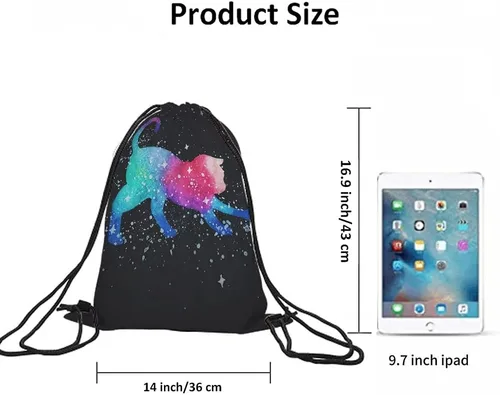 Miniatura 6 de Beabes Mochila con cordón de unicornio arcoíris y bolsa de gimnasio con cordón, Multi-a141, Mochilas de viaje