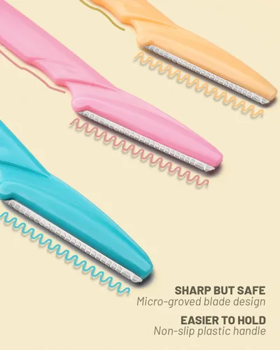 Miniatura 3 de MoHern Afeitadora de cejas con caja, 60 piezas de afeitadoras faciales para mujeres y hombres, afeitadora multiusos Dermaplane, herramienta